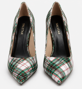Chaussures à talons hauts écossaises à carreaux personnalisées pour femmes, élégantes escarpins à talon aiguille pour dames, vente en gros - Product Image 3