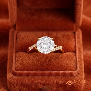 Moissanite <b>Ring</b> Round Cut Gold Fine Jewelry <b>Ring</b> for Women Twisted <b>Band</b> Bridal Engagement Gift Fashion Jewelry Chic Classic Look - Product Image 5