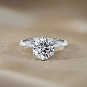 Anillo de Compromiso Solitario con Diamante Cultivado en Laboratorio de 2 Quilates, Corte Redondo, Certificado IGI, Color D E, Banda de Corte de Cuchilla, 6 Puntas, Anillo de Oro Personalizado - Product Image 1