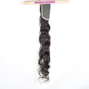 Cheveux humains indiens 5*5 Closure Temple Bundles, traitement naturel, sans dentelle frontale, pour tressage à la machine, double trame, Deep Wave - Product Image 3