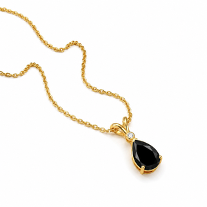 Colgantes de Piedras Preciosas Negras con Corte de Pera, Chapados en Oro Amarillo, Joyería de Diamantes Moissanite para Mujer - Product Image 1