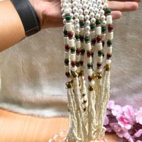 Colliers Moti Mala blancs faits à la main pour mariage et fêtes, ensembles de mini Moti Mala Barat Sawagat de 12 pièces, colliers Moti Mala de créateur
