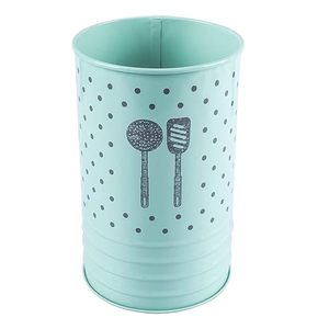Support de rangement de cuisine cylindrique en métal à pois pour ustensiles, style moderne, type sur pied - Product Image 2