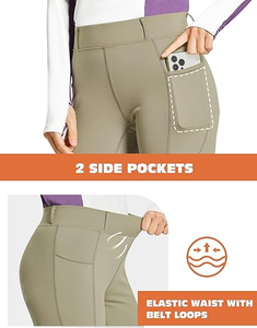Leggings ecuestres de cintura alta y corte boot-cut para mujer, pantalones de equitación de asiento completo con bolsillos, 100% poliéster, cierre de cremallera para deportes - Product Image 3
