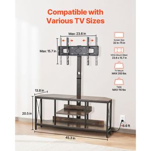 45\" LED-Lit <b>TV</b> <b>Stand</b> with Mount Entertainment Center Power Outlet Height Adjustable Console for <b>TVs</b> up to 75\" - Product Image 3