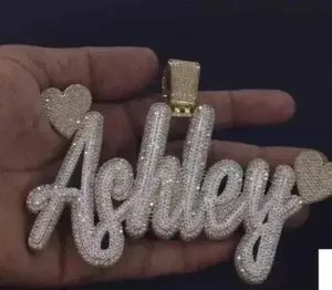 <b>Custom</b> <b>Name</b> Moissanite Pendant Iced Out Hip Hop Jewelry Personalized Letter <b>Necklace</b> Gold Silver Plated Luxury Gift For Men - Product Image 3