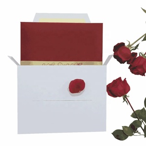 Carpeta de Invitación de Boda de Lujo con Aspecto de Seda Color Granate, Cinta de Satén Dorada, Impresión de Nombre Personalizada, Bolsillo Troquelado, Caja para Invitaciones - Product Image 5