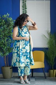 Conjunto de Kurta y Pantalón KV para Mujer, Estampado Floral, Viscosa y Rayón - Product Image 6