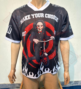 Camiseta de Fútbol Sublimada con Cuello en V para Hombre, con Estampado de Personajes de Rompecabezas, Malla Transpirable, Manga Corta, Diseño Gráfico Completo - Product Image 1