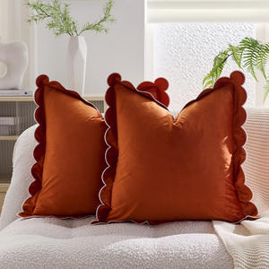 ปลอกหมอนกำมะหยี่สีพื้น 45x45 ซม. ขอบหยัก ปลอกหมอนอิงตกแต่งบ้าน - Product Image 5