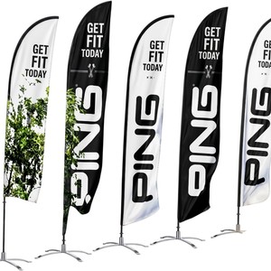 Drapeau publicitaire extérieur personnalisé en polyester imprimé numériquement avec mât en aluminium (simple/double face) - Product Image 1