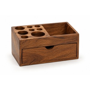 Organisateur de pinceaux de maquillage en bois de manguier en gros |   Plateau de toilette artisanal - Product Image 1