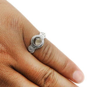 Bague artisanale en argent sterling 925 avec pierre précieuse en quartz fumé, bijoux bohèmes tendance pour mariage et soirée - Product Image 3
