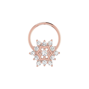 AJRETAIL Élégant clou de nez en diamant naturel rond taille brillant de 0,09 ct, motif floral, en or 14 carats, bijou de piercing ethnique pour femme - Product Image 2