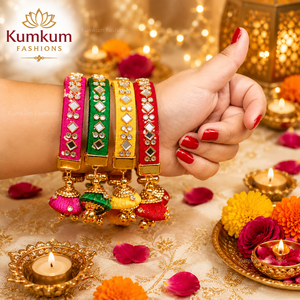 Brazalete Tradicional de Moda Hecho a Mano con Hilo de Seda Multicolor y Kundan, Ajustable, para Mujer, Regalo para Diwali, Bodas, Año Nuevo Chino - Product Image 2