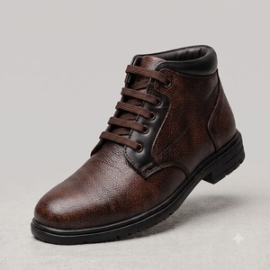 Botas de Tobillo de Cuero para Hombre, Estilo Martin, con Cordones, Punta Redonda, Antideslizantes, Duraderas, Cómodas, para Fiestas y Uso Casual - Product Image 1