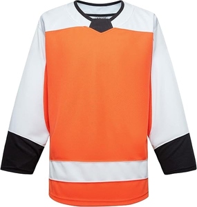 New Design Custom Blank Orange Ice Hockey Jersey Sublimation Practice Hockey Uniform Shirts Wholesale - Product Image 2