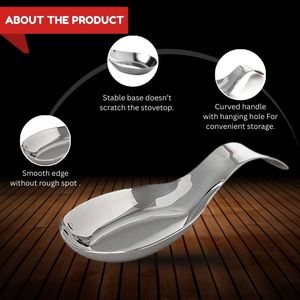 Repose-cuillère en acier inoxydable de qualité supérieure pour comptoir, plaque de cuisson ou station café – Accessoire de cuisine, support à ustensiles - Product Image 2