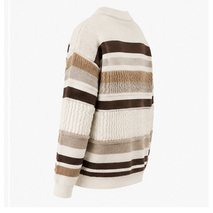 2026 Men's Striped Knitted <b>Pullover</b> <b>Sweater</b> Long Sleeve Regular Fit Autumn Wear 100% Acrylic Material - Product Image 3