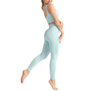 Yoga Pants Workout Sets for Women 2 Piece <b>Seamless</b> High Waist Yoga <b>Leggings</b> Outfit with Sports Bra for Home GYM sets - Product Image 2