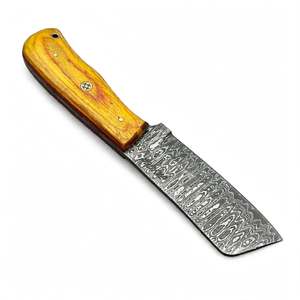 Cuchillo de Cocina Artesanal de Acero Damasco con Diseño de Gota de Lluvia, Mango de Madera Amarilla - Product Image 1
