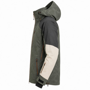 Men's Waterproof Zipper Front <b>Ski</b> Jacket Hooded Color Blocked Synthetic 10000mm Breathable Outdoor Wear - Product Image 4