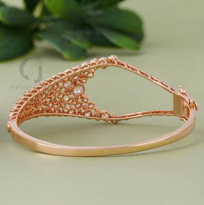 Elegant 14K Rose Gold Lab Made Diamond Bangle 3.62ct Round Cut <b>Bracelet</b> Timeless Beauty Fine Jewelry Women White Gold Color - Product Image 4