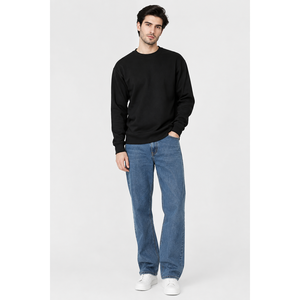 OEM Men's <b>Black</b> <b>Crew</b> <b>Neck</b> <b>Sweatshirt</b> Regular Fit Solid Casual Pullover Long Sleeve <b>Sweatshirt</b> Heated And Comfortable <b>Sweatshirt</b> - Product Image 1