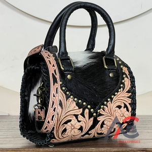 Handcrafted Genuine <b>Leather</b> <b>Tooled</b> Western Speedy Bag Cowhide <b>Leather</b> Floral Design Lady Shoulder Multipurpose Speedy Handbag - Product Image 1