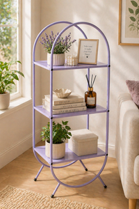 Black Metal 3 Tier Display Rack Open <b>Shelf</b> Storage Holder for Living Room <b>Bedroom</b> Office Rack for storage 3-tier storage <b>shelf</b> - Product Image 3