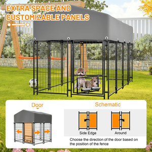 Outdoor Heavy Duty Dog Kennel with Safe Lock Design 4.23 X 3.83 X 4.83 Roof Welded Wire <b>Crate</b> for All Weather Protection - Product Image 3