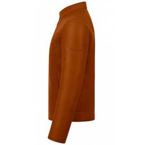5KINGZ SPORTS <b>Men's</b> Brown <b>Suede</b> Breathable Moto <b>Jacket</b> Polyester Lining Stand Collar Zipper Closure Regular Fit Sporty Winter - Product Image 3