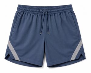 Shorts de sport pour homme, séchage rapide, couleur unie, avec logo sur le devant, bande latérale, taille élastique, longueur mi-cuisse, 100% coton - Product Image 3