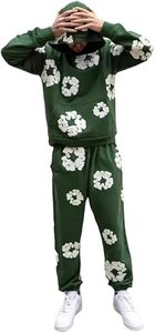 ชุดเซ็ตเสื้อฮู้ดและกางเกงขายาวลายดอกไม้กราฟิก ทรงโอเวอร์ไซส์ สไตล์สตรีทแวร์ 2 ชิ้น สำหรับผู้ชายและผู้หญิง ชุดลำลองแบบสวม - Product Image 2