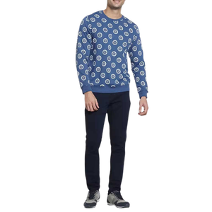 เสื้อสเวตเชิ้ตคอกลมสีน้ำเงินสำหรับผู้ชาย พิมพ์ลายดาว ทรงปกติ สวมใส่สบาย ผ้าถัก ผ้าฝ้าย ใส่ได้ในฤดูใบไม้ร่วง - Product Image 4