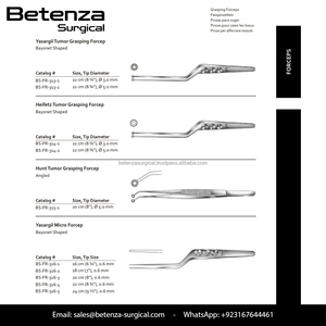 Pince à tumeur Yasargil Premium en acier inoxydable, baïonnette 22 cm, embout 3,0 mm, pour neurochirurgie - Product Image 5