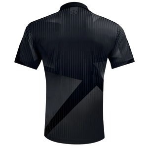 Maillot de football noir à manches courtes pour homme, col rond, maille respirante, coupe ajustée, vêtements toutes saisons - Product Image 2