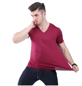T-shirt uni à manches courtes pour homme, col en V profond, léger, extensible, de haute qualité, pour l'été - Product Image 2