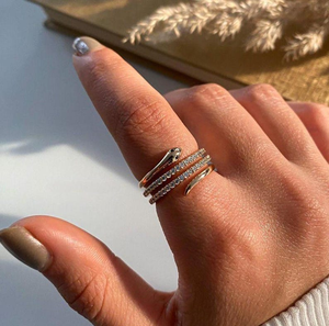 Anillo de Oro Blanco Macizo con Diamantes Redondos, Diseño Espiral Envolvente de Serpiente, Regalo de Aniversario, Joyería Fina, Anillo de Fiesta para Mujer, Pieza Destacada - Product Image 5