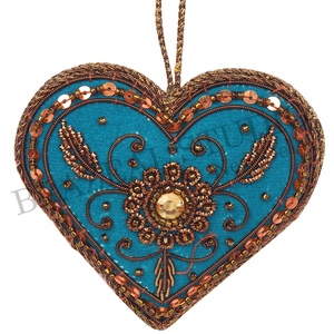 เครื่องประดับต้นคริสต์มาสทำมือจากกำมะหยี่ซาตินปักลายแบบกำหนดเองจาก Brazeal Studio เป็นมิตรกับสิ่งแวดล้อม พร้อมลวดลายรูปนกและกาน้ำจากโรงงาน - Product Image 3