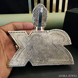 Pendentif Hip Hop de luxe unisexe en argent sterling massif 925 plaqué or jaune et or rose avec diamant Moissanite - Product Image 2