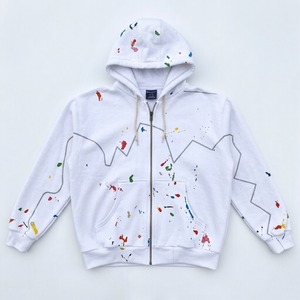 OEM Custom Paint Splatter Zip <b>Hoodie</b> Heavy Cotton Fleece Splashed Graphic <b>Stitching</b> <b>Oversized</b> Streetwear Men Sweatshirts - Product Image 4