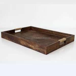 Plateau de service Heritage | Plateau en bois rectangulaire avec poignées sculptées à la main | Qualité supérieure - Product Image 6