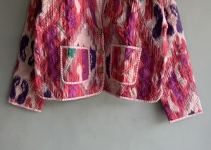 <b>Quilted</b> Jacket Women's Short Sleeve V Neck Geometric Print Pink Purple Cotton Lining Polyester <b>Wadding</b> Spring Style gift <b>for</b> her - Product Image 5
