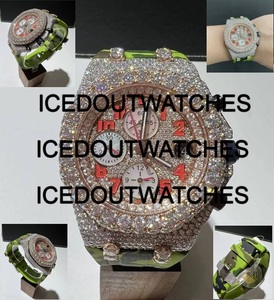 Montre unisexe en acier inoxydable avec mouvement à quartz, cadran en verre, diamant rond en moissanite VVS, pour homme, style hip-hop - Product Image 1