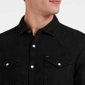 Chemise en jean en tissu durable avec boutons sur le devant et design pratique, chemise en jean élégante pour tous les jours - Product Image 4