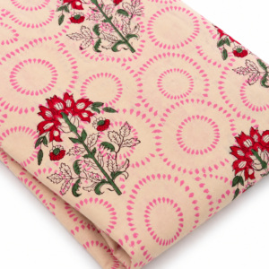 Tissu en coton peigné léger fait main Pinksa Fashion, motif floral tissé, 90 GSM, 60S/60S, largeur 43/44 pouces, Rajasthan, pour filles et garçons - Product Image 3