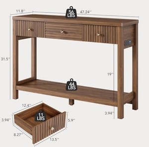 Mesa Consola Moderna de Madera Maciza con Estante de Almacenamiento, Mueble para Recibidor, Sala de Estar o Pasillo, Diseño Escandinavo - Product Image 6