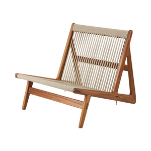 Corde tissée en bois massif de style japonais de chaise simple minimaliste nordique pour balcon utilisation de loisirs de chambre d'hôtel en plein air - Product Image 1