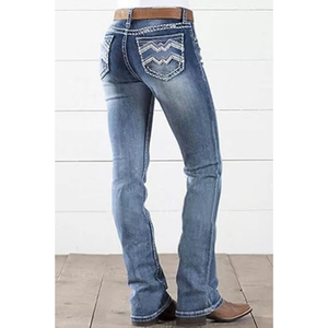 Jeans Bootcut Femme de Haute Qualité, Taille Mi-Haute, Extensible, Coupe Droite, en Denim, pour Tenue Décontractée - Product Image 2